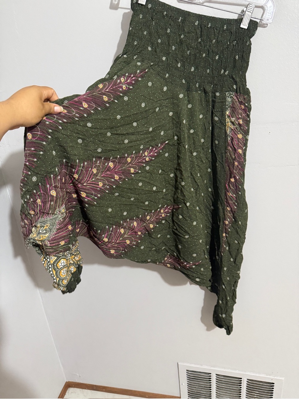 Womens Boho Harem Pants Patchwork Paisley Smocked Waist Festival Hippie Small - Picture 4 of 8